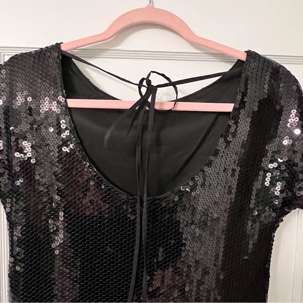 Donna Morgan Black Sequin Shift Dress - Picture 5 of 9